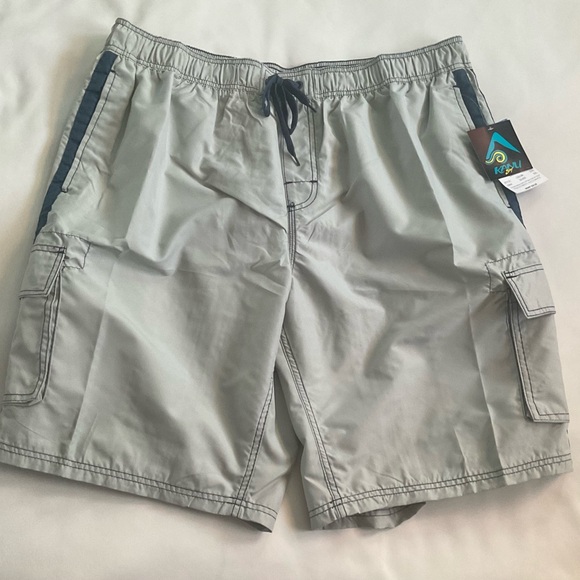 Kanu Surf Other - Kanu Surf Board Shorts Silver Swim Beach Cargo Pockets Lined Drawstring XXL